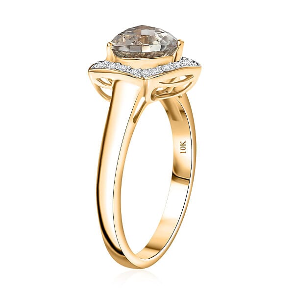 Certified & Appraised Luxoro AAA Turkizite And G-H I2 Diamond 2.38 Ctw Ring In 10K Yellow Gold 4.27 Grams