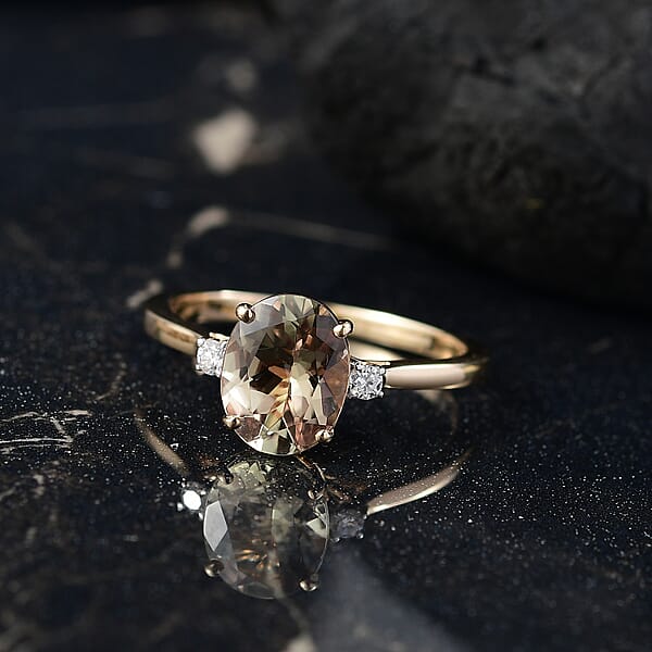 Certified & Appraised Luxoro AAA Turkizite And G-H I2 Diamond 2.32 Ctw Ring In 14K Yellow Gold