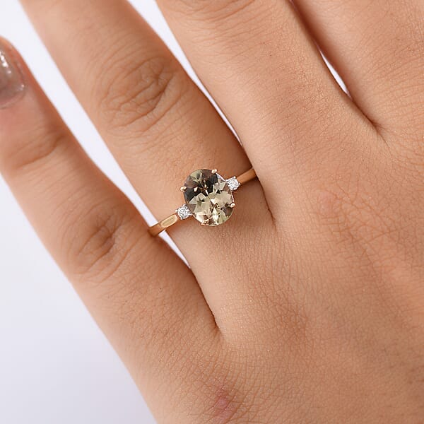 Certified & Appraised Luxoro AAA Turkizite And G-H I2 Diamond 2.32 Ctw Ring In 14K Yellow Gold