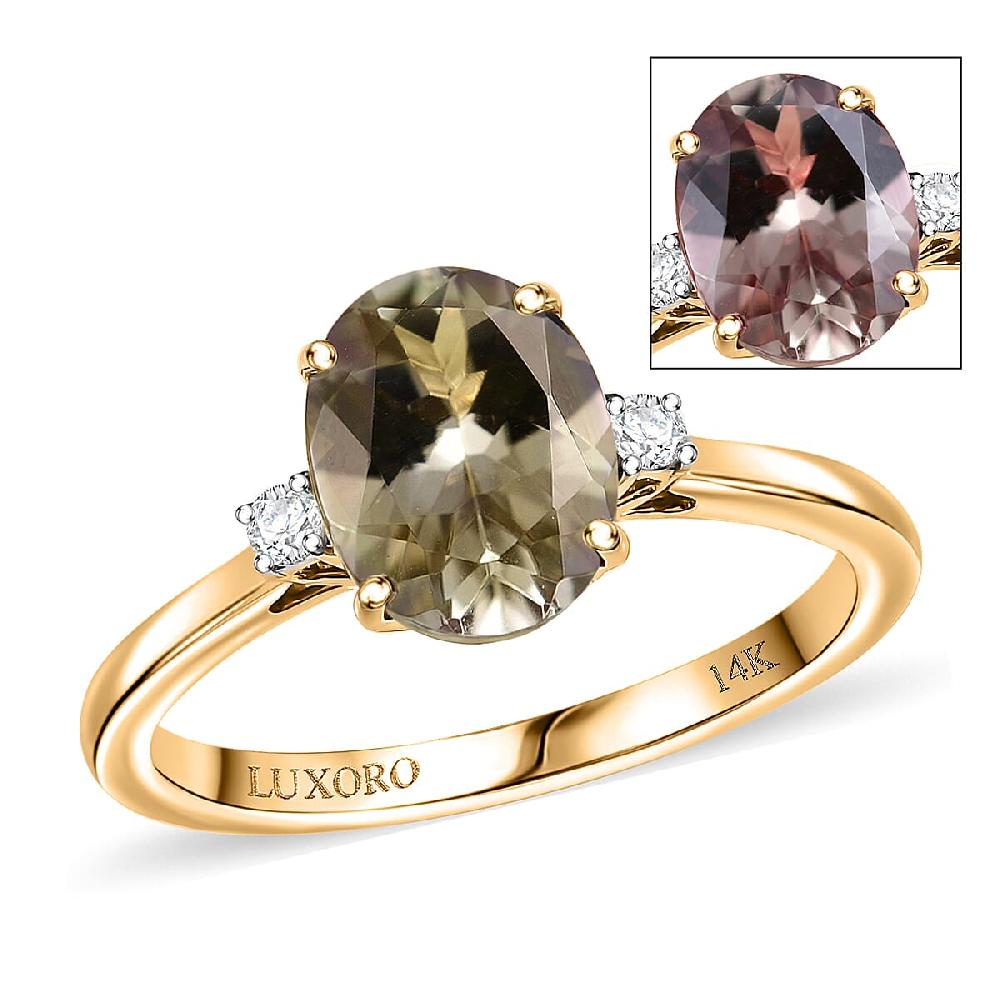 Certified & Appraised Luxoro AAA Turkizite And G-H I2 Diamond 2.32 Ctw Ring In 14K Yellow Gold