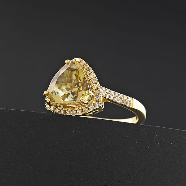 Certified & Appraised Luxoro AAA Turkizite And G-H I2 Diamond 4.50 Ctw Ring In 10K Yellow Gold