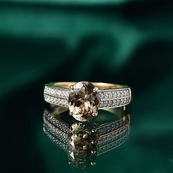Certified & Appraised Luxoro AAA Turkizite And G-H I2 Diamond 2.33 Ctw Ring In 14K Yellow Gold