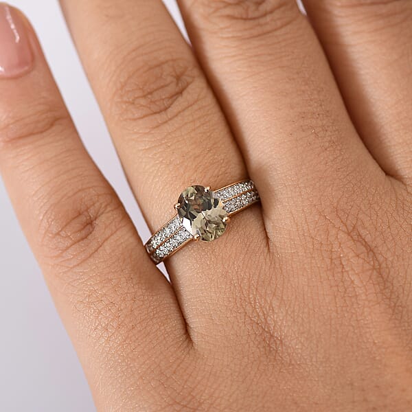 Certified & Appraised Luxoro AAA Turkizite And G-H I2 Diamond 2.33 Ctw Ring In 14K Yellow Gold