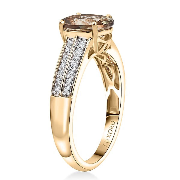 Certified & Appraised Luxoro AAA Turkizite And G-H I2 Diamond 2.33 Ctw Ring In 14K Yellow Gold