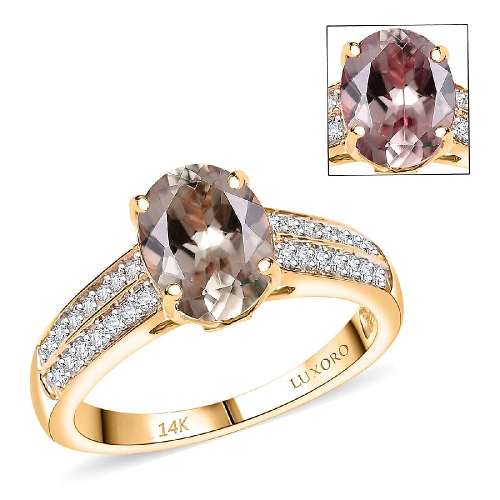 Certified & Appraised Luxoro AAA Turkizite and G-H I2 Diamond 2.33 ctw Ring in 14K Yellow Gold