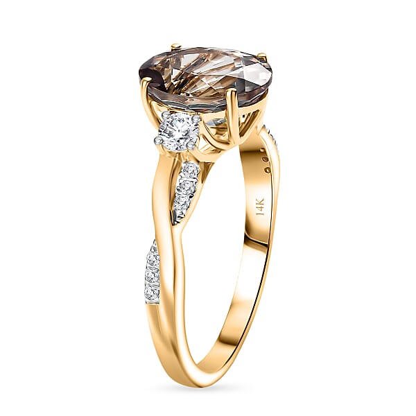 Certified & Appraised Luxoro AAA Turkizite And G-H I2 Diamond 3.43 Ctw Ring In 14K Yellow Gold (Del. In 10-15 Days)