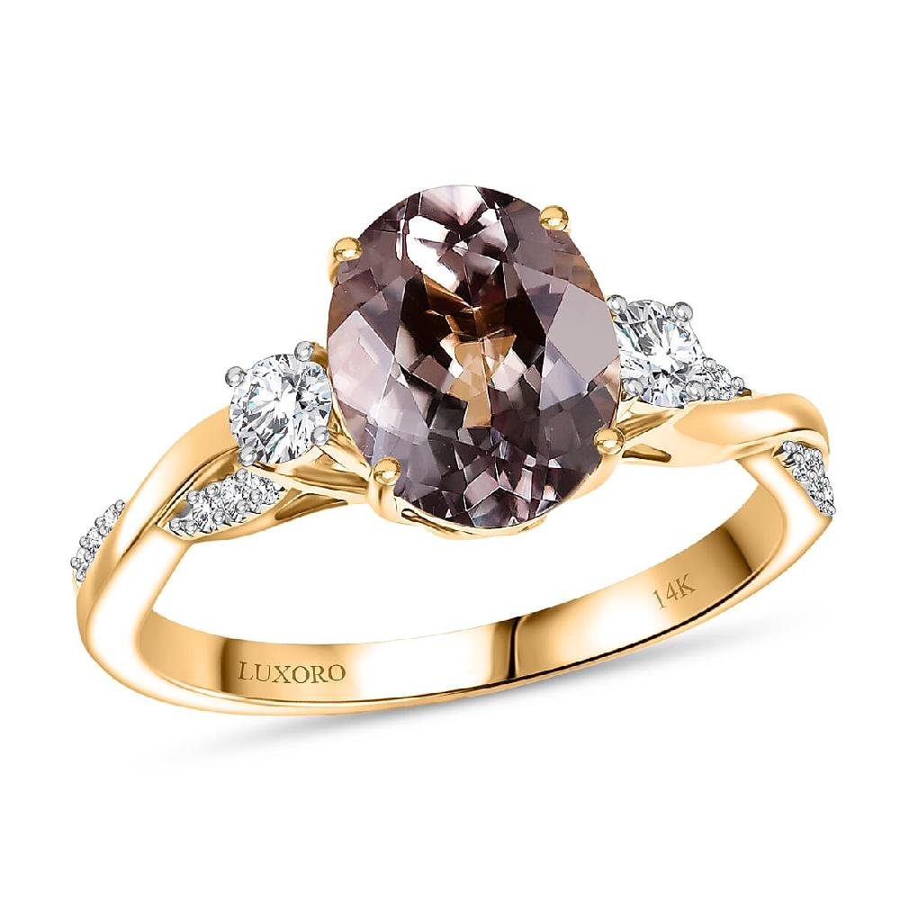 Certified & Appraised Luxoro AAA Turkizite and G-H I2 Diamond 3.43 ctw Ring in 14K Yellow Gold (Del. in 10-15 Days)