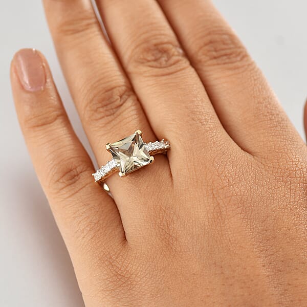 Certified & Appraised Luxoro AAA Turkizite And G-H I2 Diamond 4.74 Ctw Ring In 14K Yellow Gold (Del. In 10-15 Days)