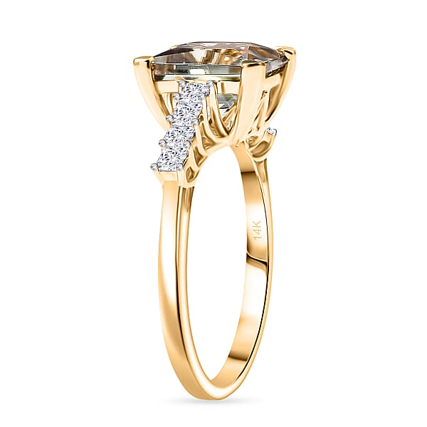 Certified & Appraised Luxoro AAA Turkizite And G-H I2 Diamond 4.74 Ctw Ring In 14K Yellow Gold (Del. In 10-15 Days)