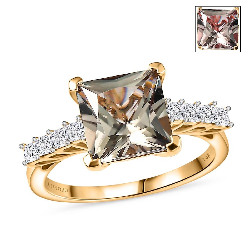 Certified & Appraised Luxoro AAA Turkizite and G-H I2 Diamond 4.74 ctw Ring in 14K Yellow Gold (Del. in 10-15 Days)