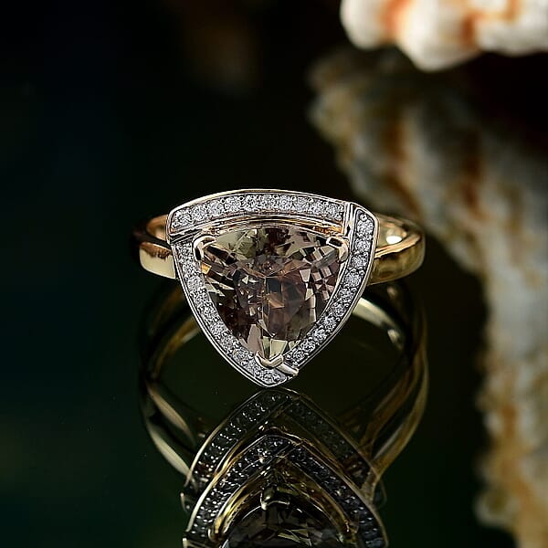 Certified & Appraised Luxoro AAA Turkizite And G-H I2 Diamond 4.16 Ctw Ring In 14K Yellow Gold 4.32 Grams (Del. In 10-15 Days)