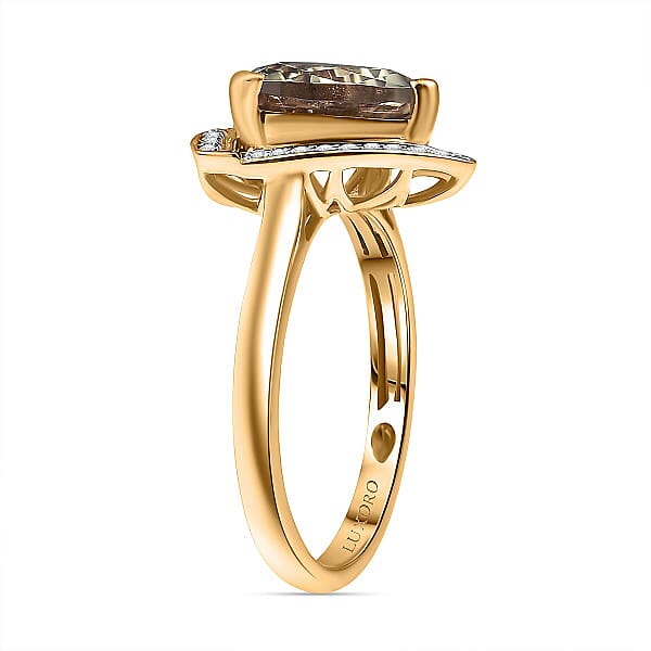 Certified & Appraised Luxoro AAA Turkizite And G-H I2 Diamond 4.16 Ctw Ring In 14K Yellow Gold 4.32 Grams (Del. In 10-15 Days)
