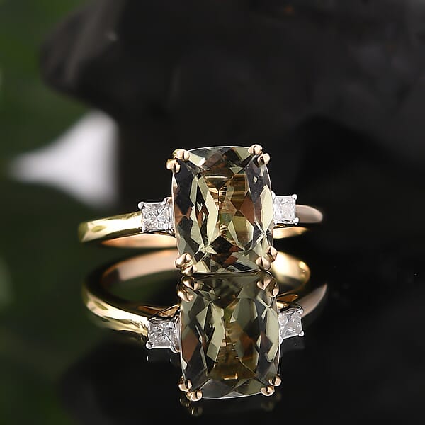 Certified & Appraised Luxoro AAA Turkizite And G-H I2 Diamond 3.00 Ctw Ring In 14K Yellow Gold
