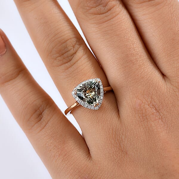 Certified & Appraised Luxoro AAA Turkizite And G-H I2 Diamond 3.42 Ctw Ring In 14K Yellow Gold