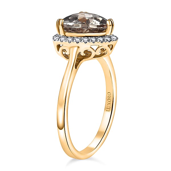 Certified & Appraised Luxoro AAA Turkizite And G-H I2 Diamond 3.42 Ctw Ring In 14K Yellow Gold
