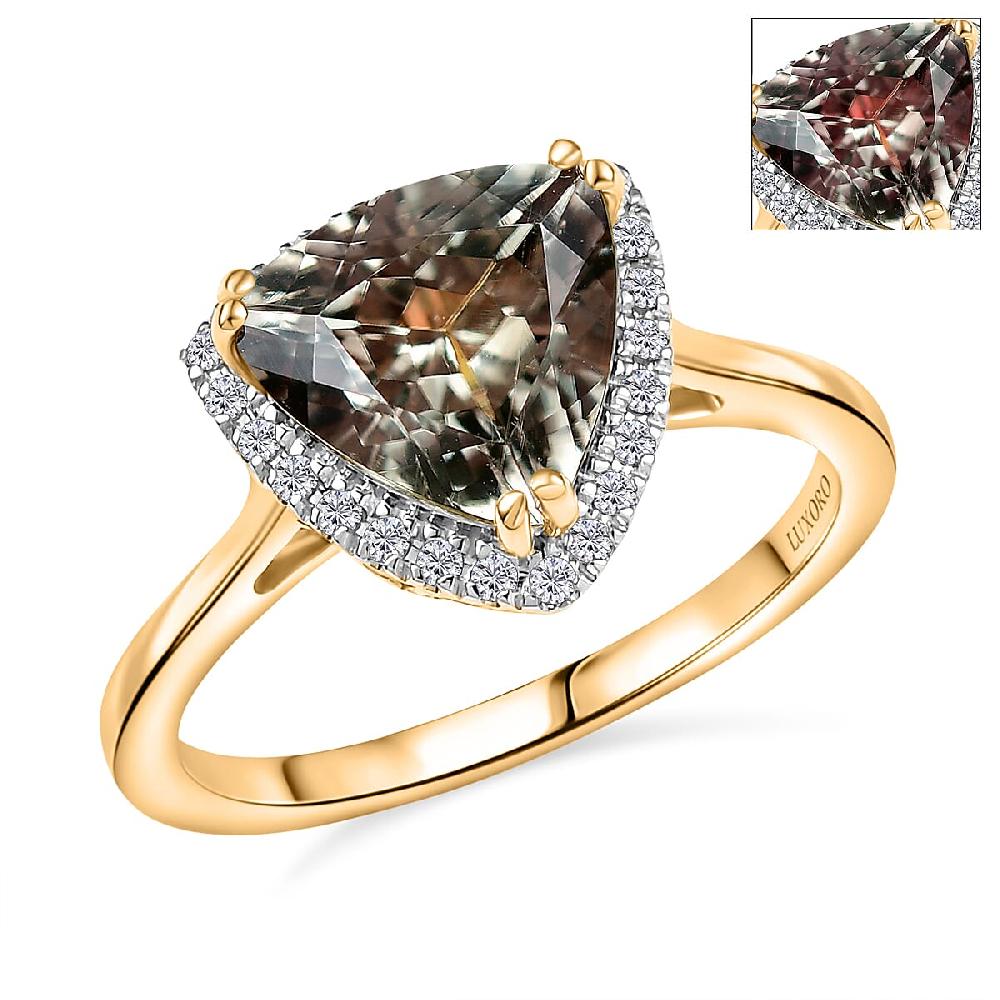 Certified & Appraised Luxoro AAA Turkizite and G-H I2 Diamond 3.42 ctw Ring in 14K Yellow Gold