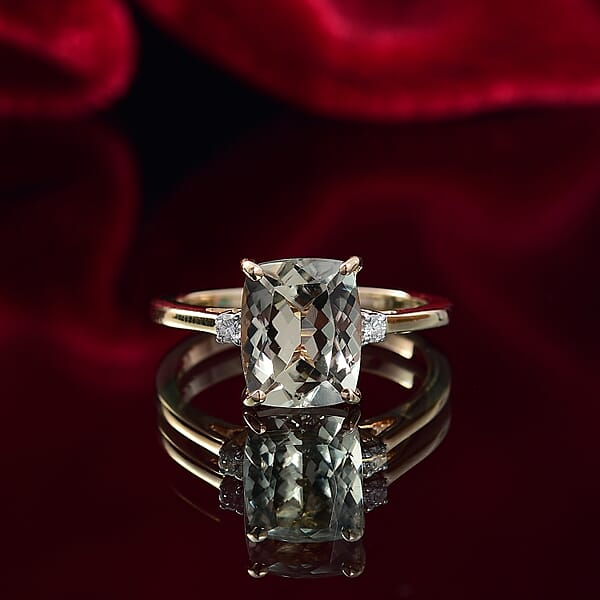 Certified & Appraised Luxoro AAA Turkizite And G-H I2 Diamond 4.36 Ctw Ring In 14K Yellow Gold