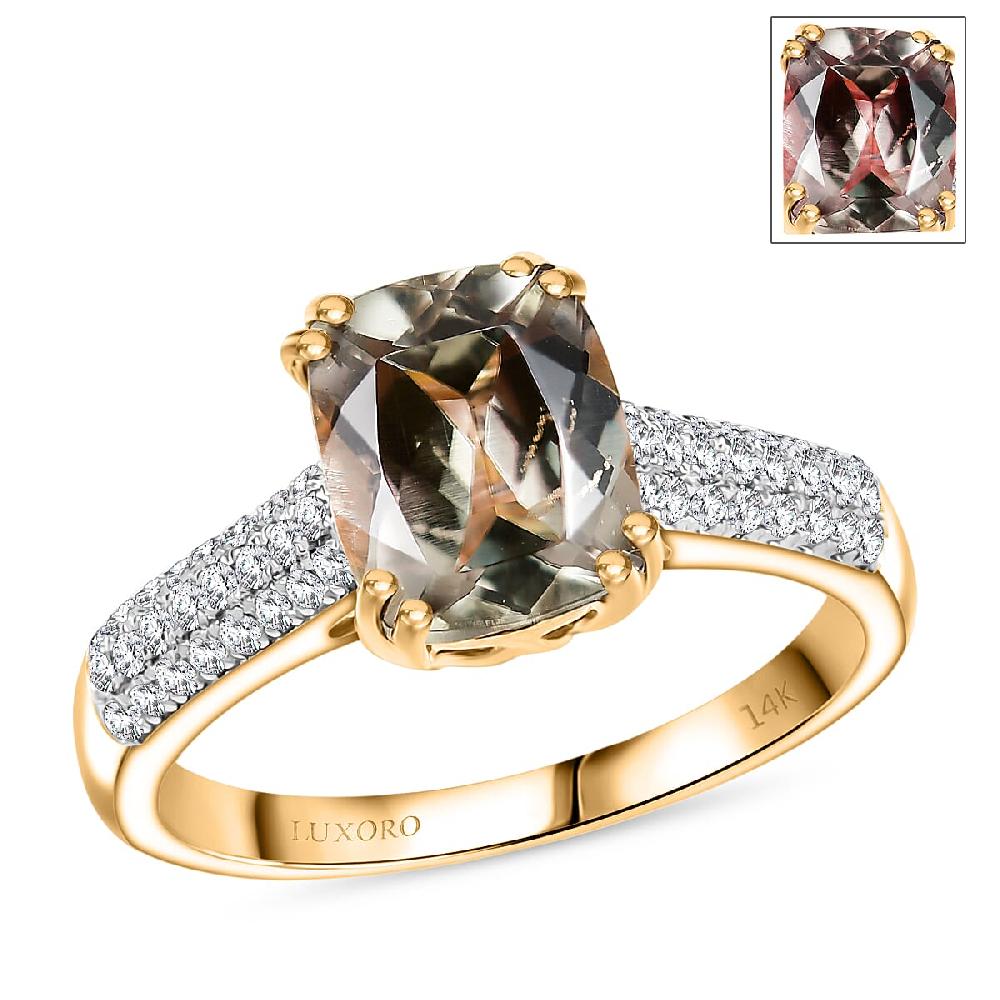 Certified & Appraised Luxoro AAA Turkizite and G-H I2 Diamond 2.75 ctw Ring in 14K Yellow Gold