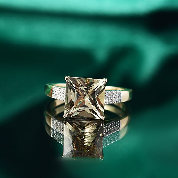 Certified & Appraised Luxoro AAA Turkizite And G-H I2 Diamond 4.04 Ctw Ring In 14K Yellow Gold