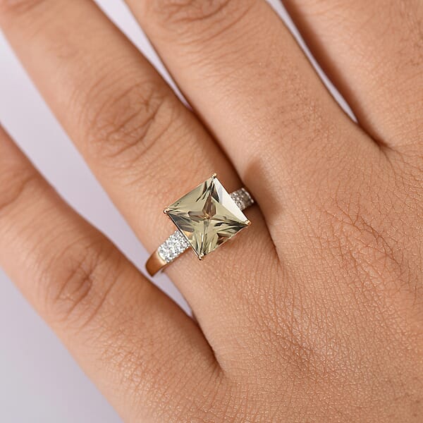 Certified & Appraised Luxoro AAA Turkizite And G-H I2 Diamond 4.04 Ctw Ring In 14K Yellow Gold