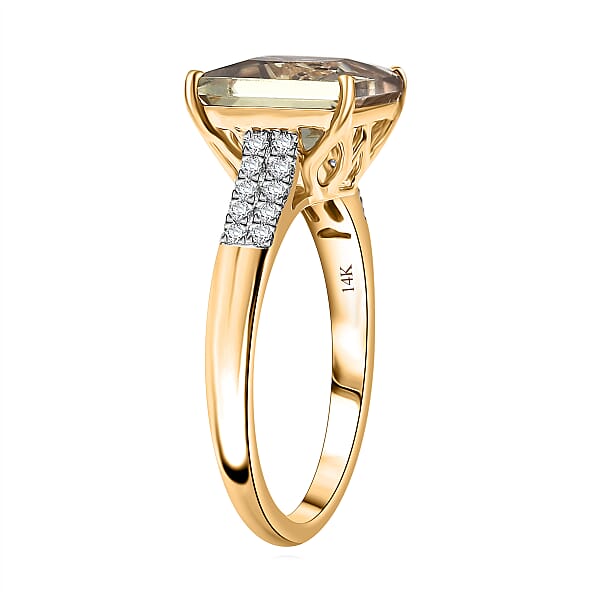 Certified & Appraised Luxoro AAA Turkizite And G-H I2 Diamond 4.04 Ctw Ring In 14K Yellow Gold