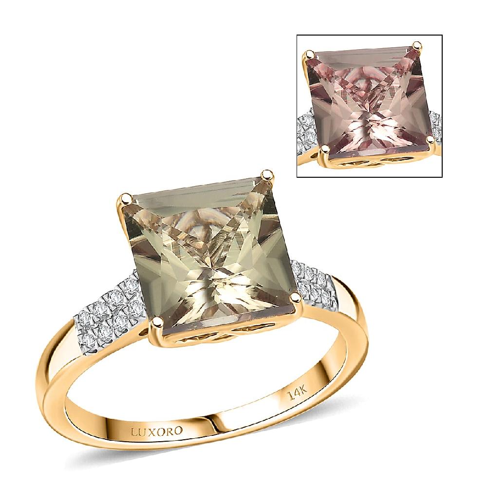 Certified & Appraised Luxoro AAA Turkizite and G-H I2 Diamond 4.04 ctw Ring in 14K Yellow Gold