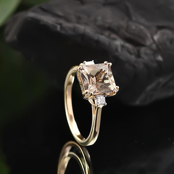 Certified & Appraised Luxoro AAA Turkizite And G-H I2 Diamond 3.59 Ctw Ring In 14K Yellow Gold