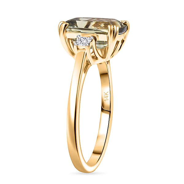 Certified & Appraised Luxoro AAA Turkizite And G-H I2 Diamond 3.59 Ctw Ring In 14K Yellow Gold