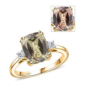 Certified & Appraised Luxoro AAA Turkizite and G-H I2 Diamond 3.59 ctw Ring in 14K Yellow Gold