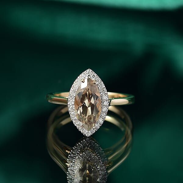 Certified & Appraised Luxoro AAA Turkizite And G-H I2 Diamond 2.40 Ctw Ring In 14K Yellow Gold
