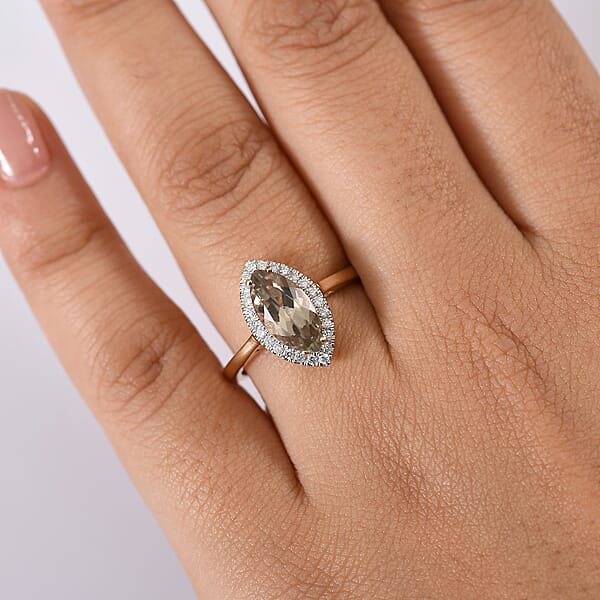 Certified & Appraised Luxoro AAA Turkizite And G-H I2 Diamond 2.40 Ctw Ring In 14K Yellow Gold