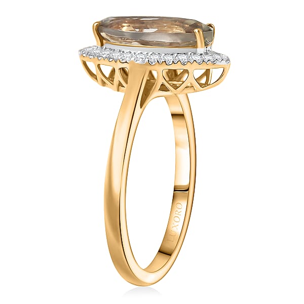 Certified & Appraised Luxoro AAA Turkizite And G-H I2 Diamond 2.40 Ctw Ring In 14K Yellow Gold