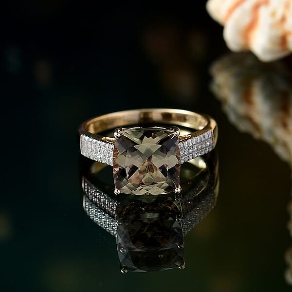 Certified & Appraised Luxoro AAA Turkizite And G-H I2 Diamond 6.04 Ctw Ring In 14K Yellow Gold 4.48 Grams (Del. In 10-15 Days)