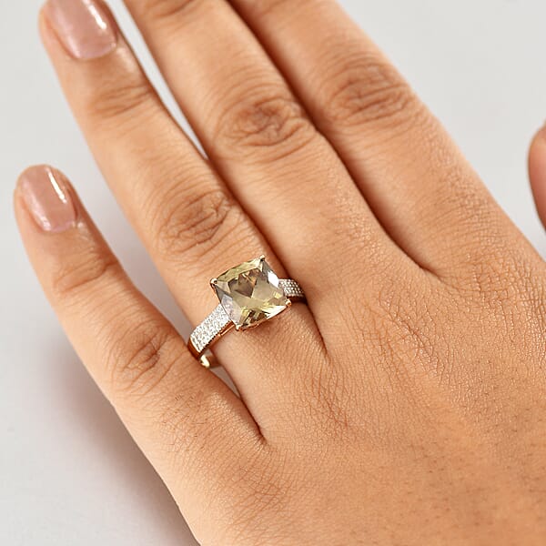 Certified & Appraised Luxoro AAA Turkizite And G-H I2 Diamond 6.04 Ctw Ring In 14K Yellow Gold 4.48 Grams (Del. In 10-15 Days)