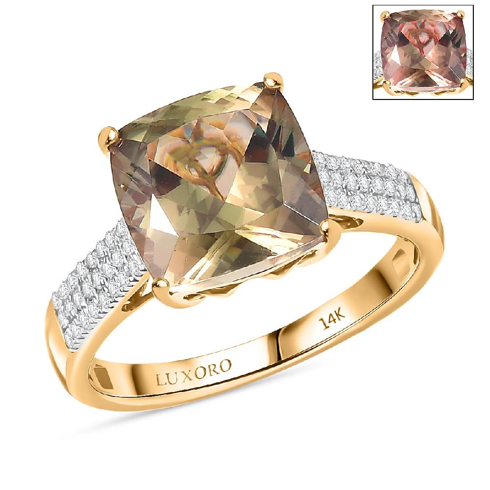 Certified & Appraised Luxoro AAA Turkizite and G-H I2 Diamond 6.04 ctw Ring in 14K Yellow Gold 4.48 Grams (Del. in 10-15 Days)