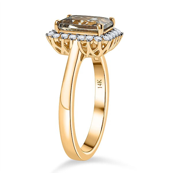 Certified & Appraised Luxoro AAA Turkizite And G-H I2 Diamond 3.06 Ctw Halo Ring In 14K Yellow Gold 4.66 Grams (Del. In 10-15 Days)