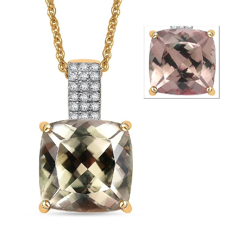 Certified & Appraised Luxoro AAA Turkizite and G-H I2 Diamond 5.85 ctw Pendant Necklace in 14K Yellow Gold 20 Inches (Del. in 10-15 Days)