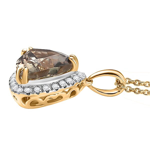 Certified & Appraised Luxoro AAA Turkizite And G-H I2 Diamond 3.35 Ctw Pendant Necklace In 14K Yellow Gold 20 Inches
