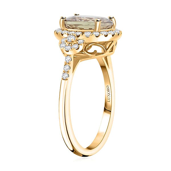 Certified & Appraised Luxoro AAA Turkizite And G-H I2 Diamond 4.00 Ctw Ring In 14K Yellow Gold 4.15 Grams