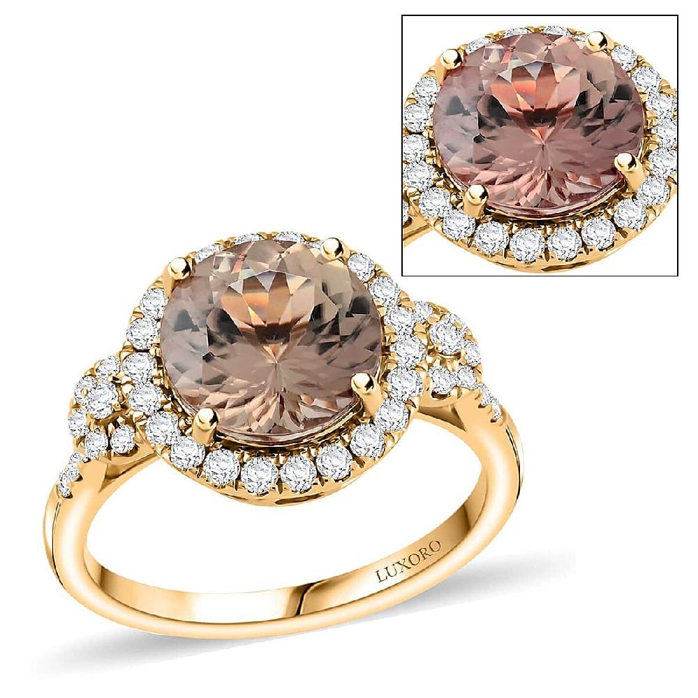 Certified & Appraised Luxoro AAA Turkizite and G-H I2 Diamond 4.00 ctw Ring in 14K Yellow Gold 4.15 Grams