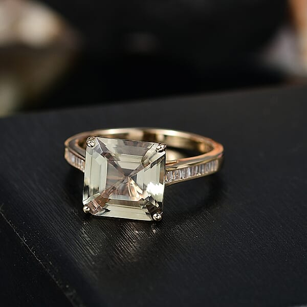 Certified & Appraised Luxoro AAA Turkizite And G-H I2 Diamond Ring In 14K Yellow Gold 5.25 Ctw (Del. In 10-15 Days)