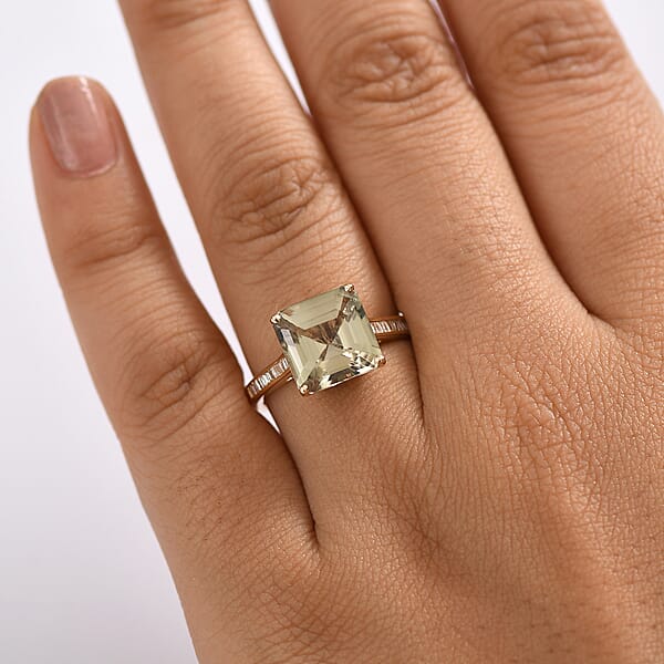 Certified & Appraised Luxoro AAA Turkizite And G-H I2 Diamond Ring In 14K Yellow Gold 5.25 Ctw (Del. In 10-15 Days)