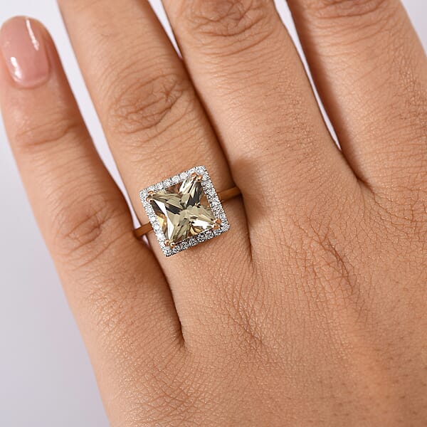 Certified & Appraised Luxoro AAA Turkizite And G-H I2 Diamond 4.90 Ctw Ring In 14K Yellow Gold