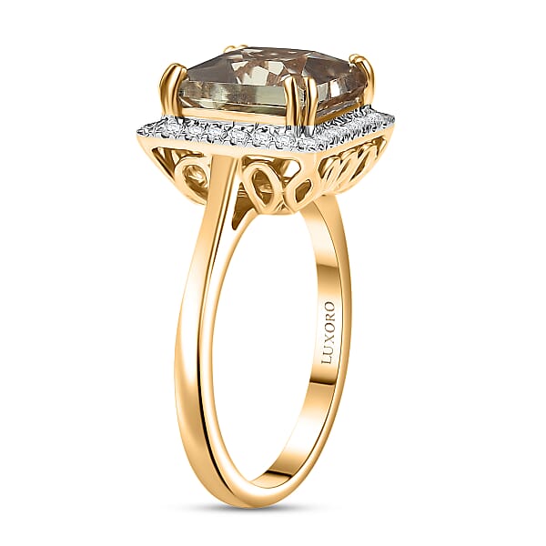 Certified & Appraised Luxoro AAA Turkizite And G-H I2 Diamond 4.90 Ctw Ring In 14K Yellow Gold