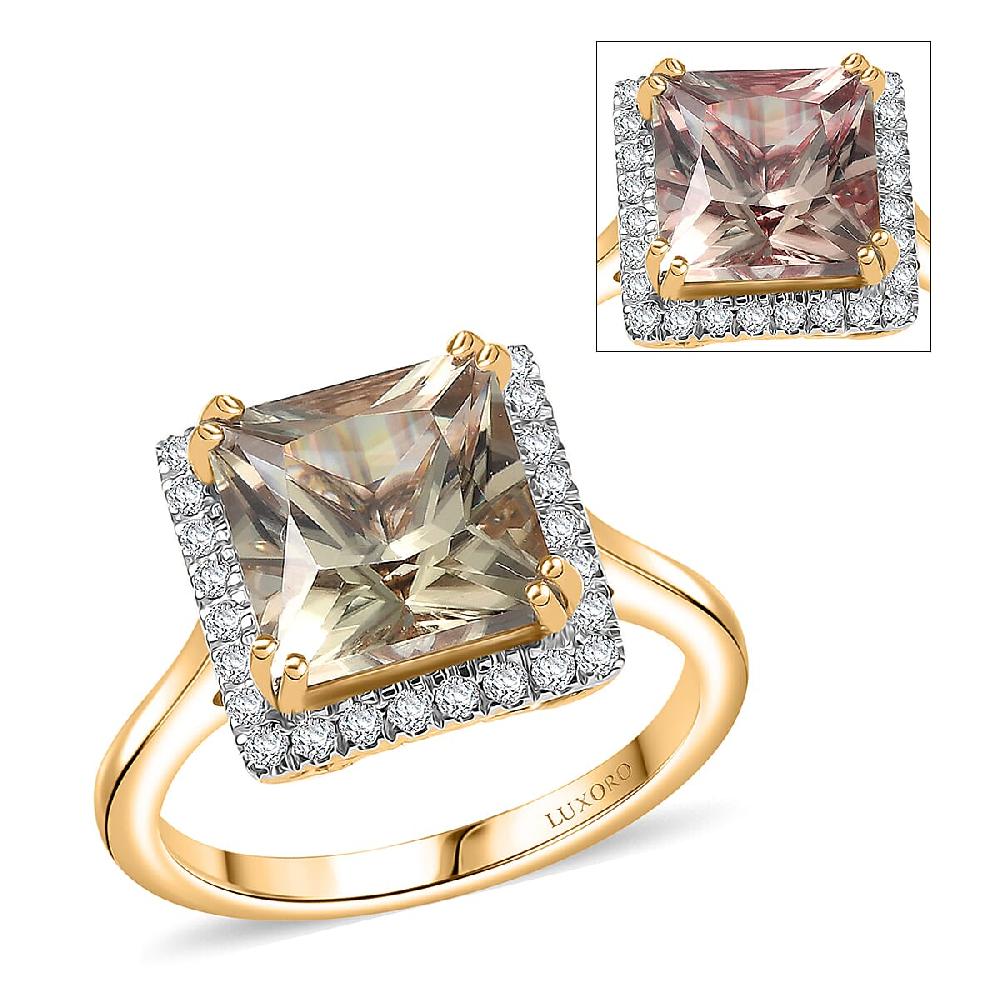 Certified & Appraised Luxoro AAA Turkizite and G-H I2 Diamond 4.90 ctw Ring in 14K Yellow Gold