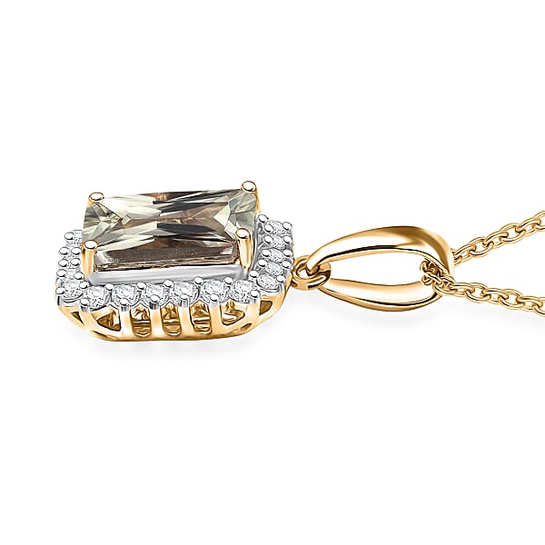 Certified & Appraised Luxoro AAA Turkizite And G-H I2 Diamond 3.15 Ctw Pendant Necklace In 14K Yellow Gold 20 Inches (Del. In 10-15 Days)