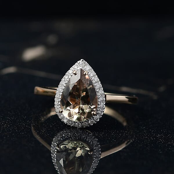 Certified & Appraised Luxoro AAA Turkizite And G-H I2 Diamond 2.44 Ctw Ring In 14K Yellow Gold