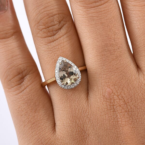Certified & Appraised Luxoro AAA Turkizite And G-H I2 Diamond 2.44 Ctw Ring In 14K Yellow Gold