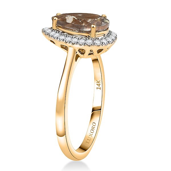 Certified & Appraised Luxoro AAA Turkizite And G-H I2 Diamond 2.44 Ctw Ring In 14K Yellow Gold