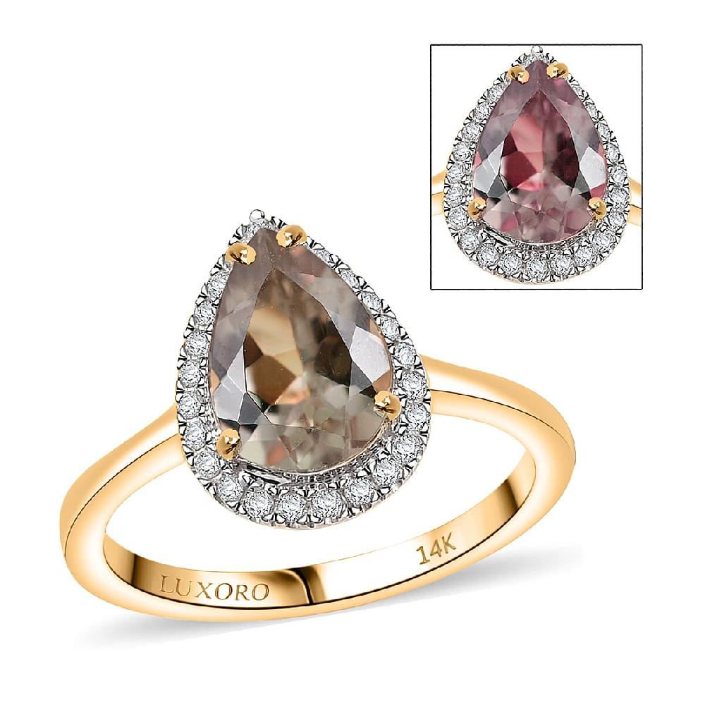 Certified & Appraised Luxoro AAA Turkizite and G-H I2 Diamond 2.44 ctw Ring in 14K Yellow Gold
